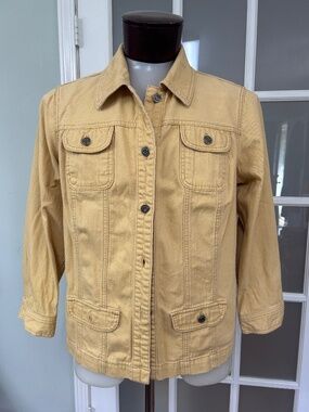 CJ Banks Denim Jacket Button Front Golden Yellow Size 2XL Womens Long Sleeve